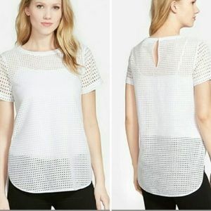 Michael Kors White Eyelet Embroidered Blouse Top Size:M